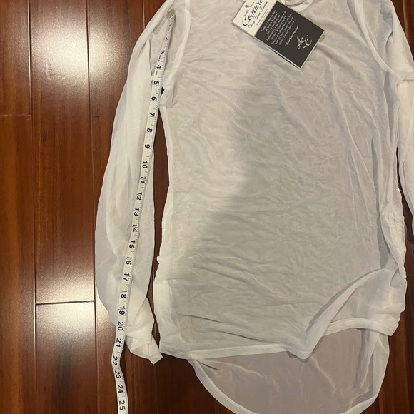 NFL Couture Sheer White Long Sleeve Top Mesh Athletic Festival New NWT Medium - Picture 7 of 7